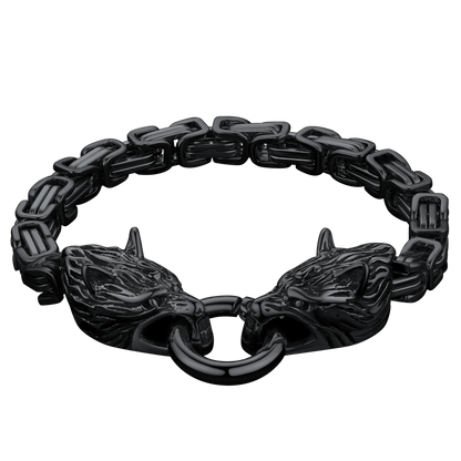 Viking Wolf Head Chain Bracelet Cuff Bangle Gift for Men