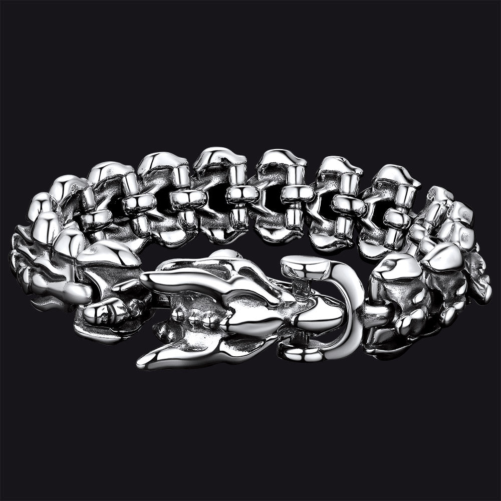Viking Dragon Head Bracelet Stainless Punk Bracelet