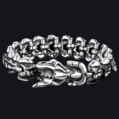 Viking Dragon Head Bracelet Stainless Punk Bracelet