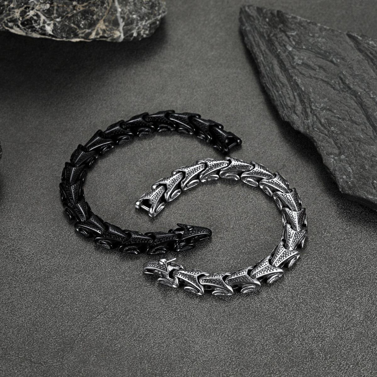Chunky Dragon Chain Bracelet for Men in Stainless Steel