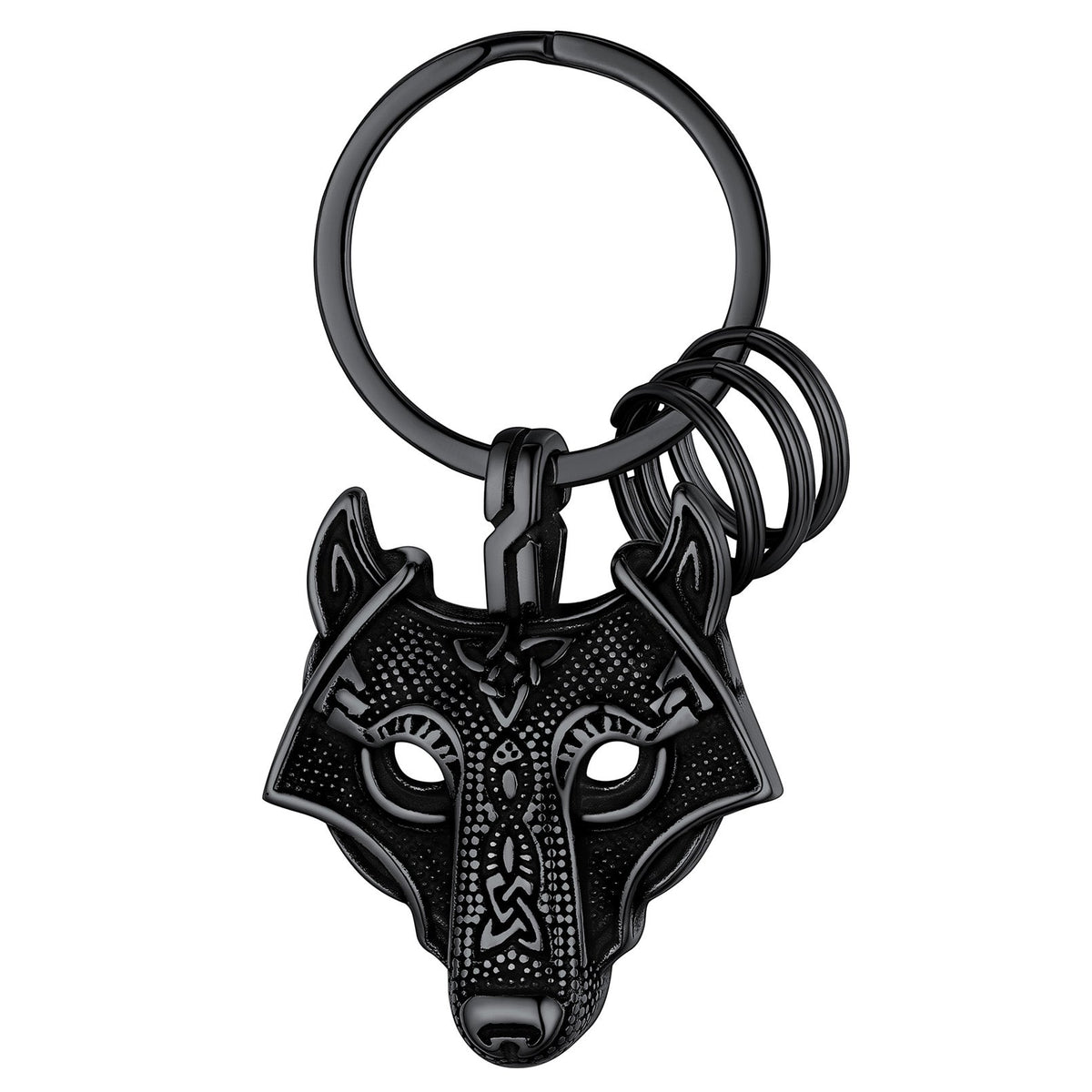 Viking Wolf Head Keychain Amulet for Men