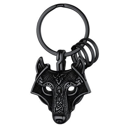 Viking Wolf Head Keychain Amulet for Men