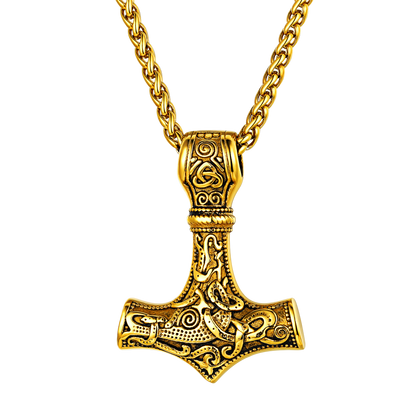 Norse Viking Thor's Hammer Necklace Mjolnir Pendant for Men