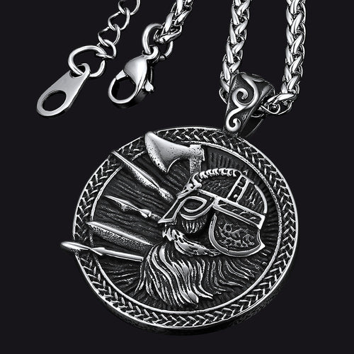 Norse Viking Odin Warrior Pendant Necklace for Men