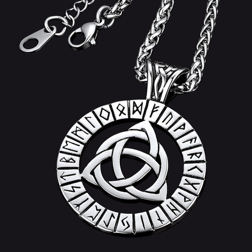 Celtic Knot Necklace with Viking Runes for Men