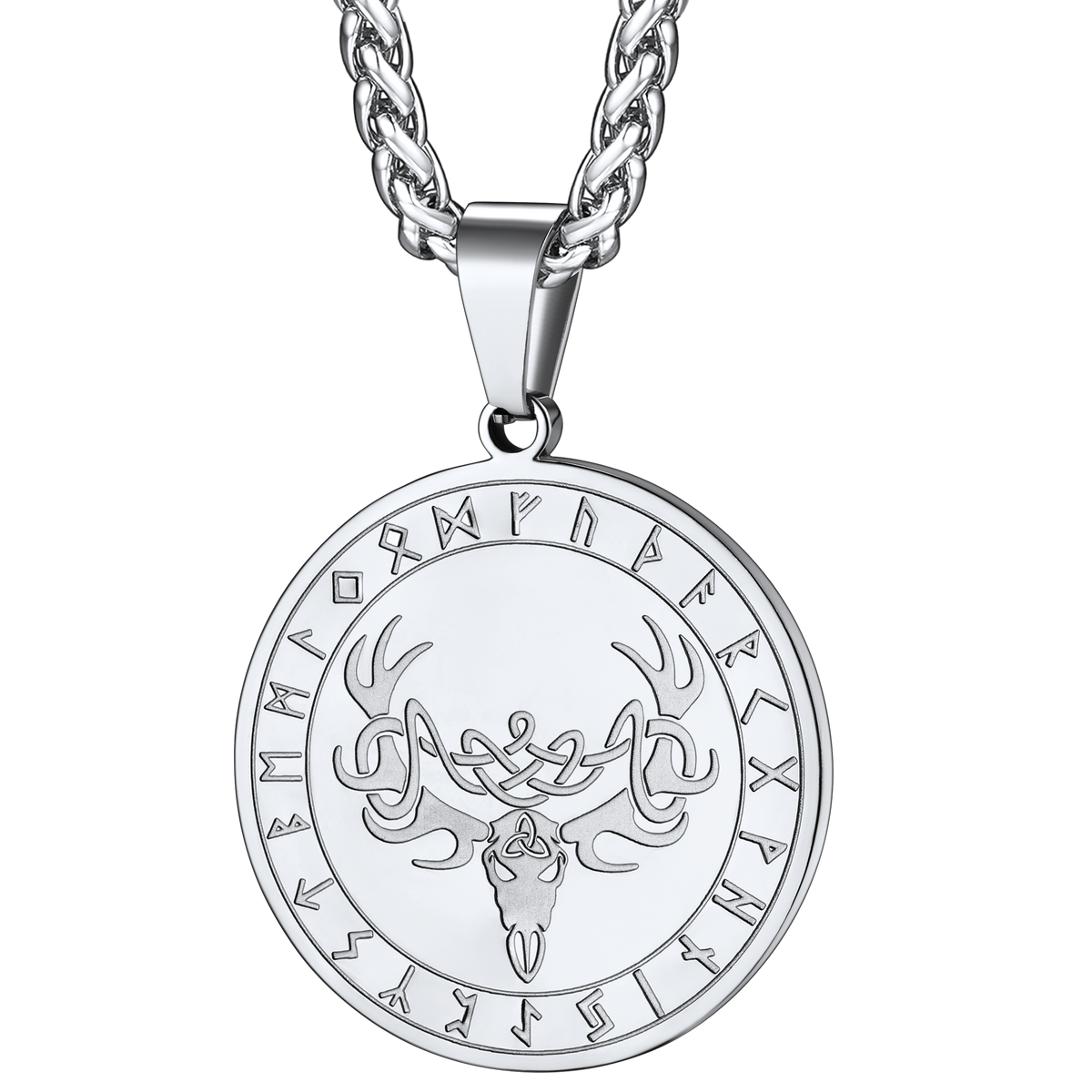 Stainless Steel Norse Viking Deer Necklace For Men