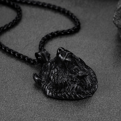 Wild Roaring Bear Head Pendant Necklace for Men