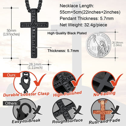 Viking Rune Cross Pendant Necklace for Men