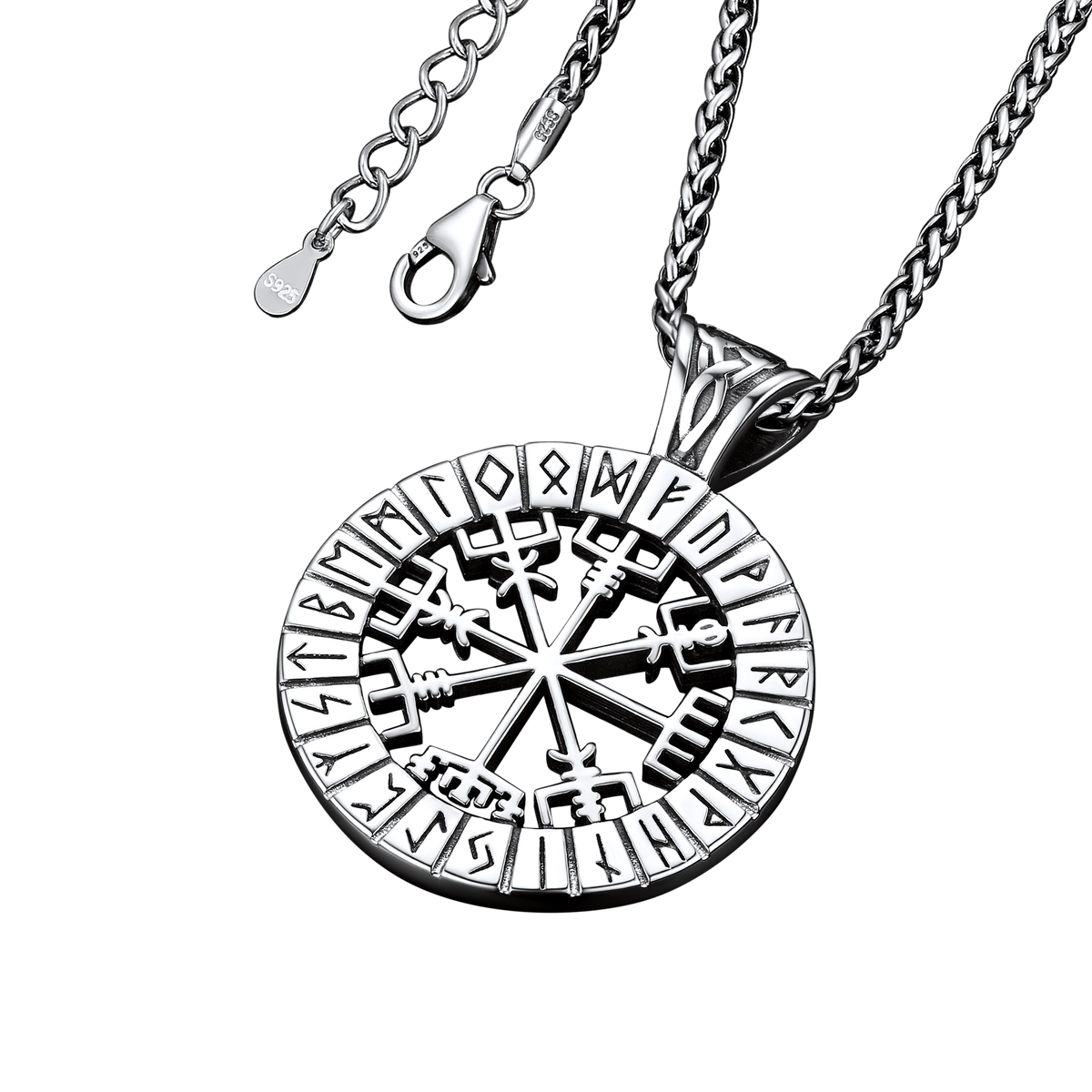 Viking Runes Vegvisir Compass Necklace Pendant For Men