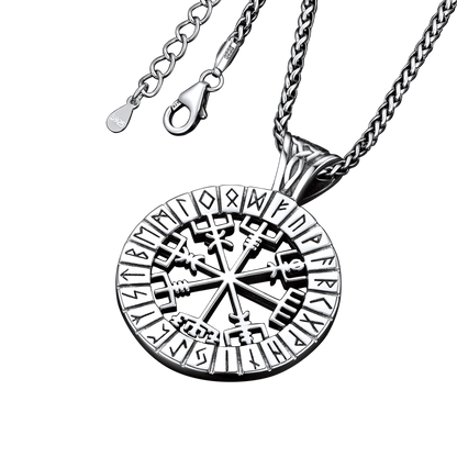 Viking Runes Vegvisir Compass Necklace Pendant For Men