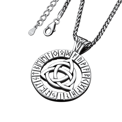 Celtic Knot Necklace with Viking Runes for Men