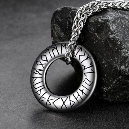 Norse Viking Rune Circle Chain Necklace for Men Women