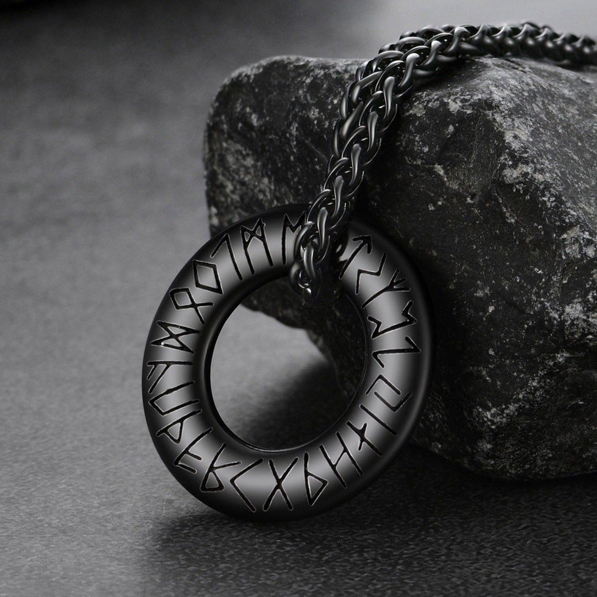Norse Viking Rune Circle Chain Necklace for Men Women