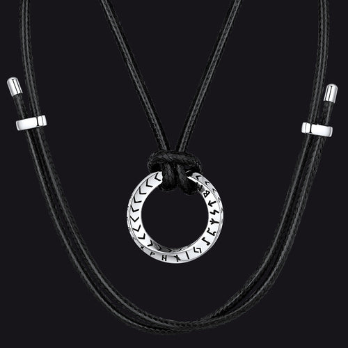Viking Mobius Circle Leather Necklace Adjustable Leather Chain for Men