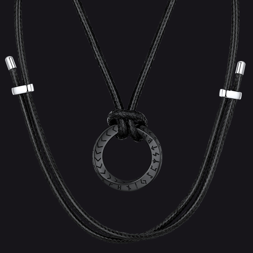 Viking Mobius Infinity Necklace Adjustable Leather Chain for Men