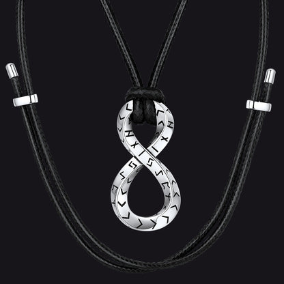 Viking Mobius Infinity Necklace Adjustable Leather Chain for Men