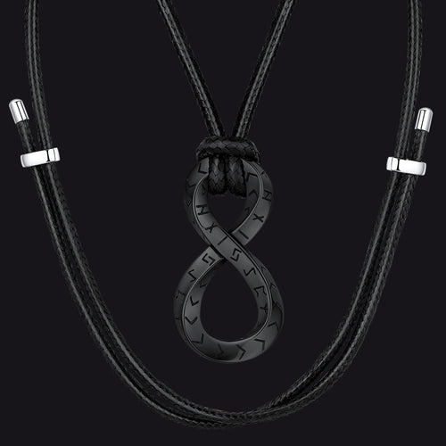 Viking Mobius Infinity Necklace Adjustable Leather Chain for Men
