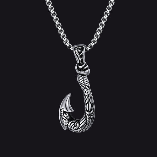 Viking Fish Hook Pendant Amulet Necklace for Men
