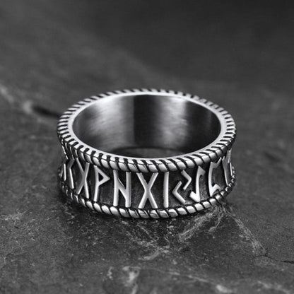 Stainless Steel Norse Viking Runes Band Ring for Men