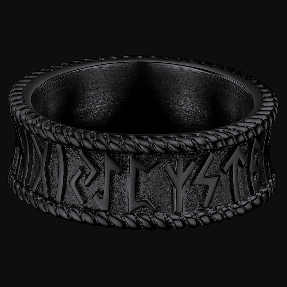 Stainless Steel Norse Viking Runes Band Ring for Men