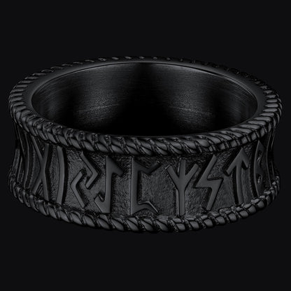 Stainless Steel Norse Viking Runes Band Ring for Men