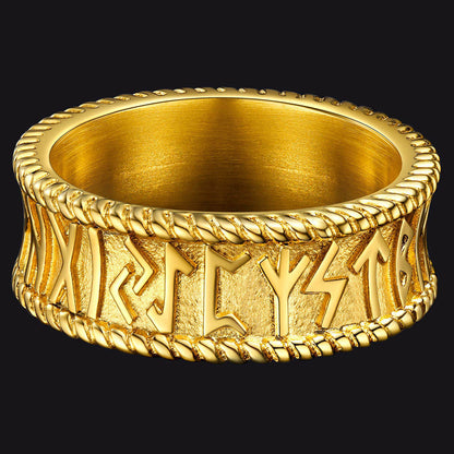 Stainless Steel Norse Viking Runes Band Ring for Men