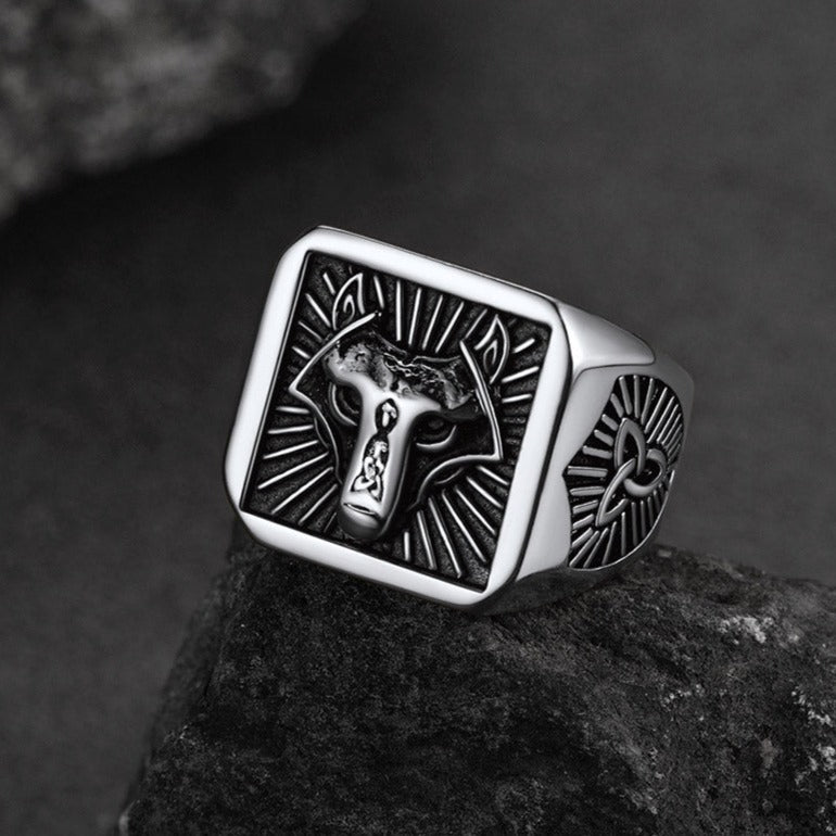 Norse Viking Wolf Signet Ring for Men