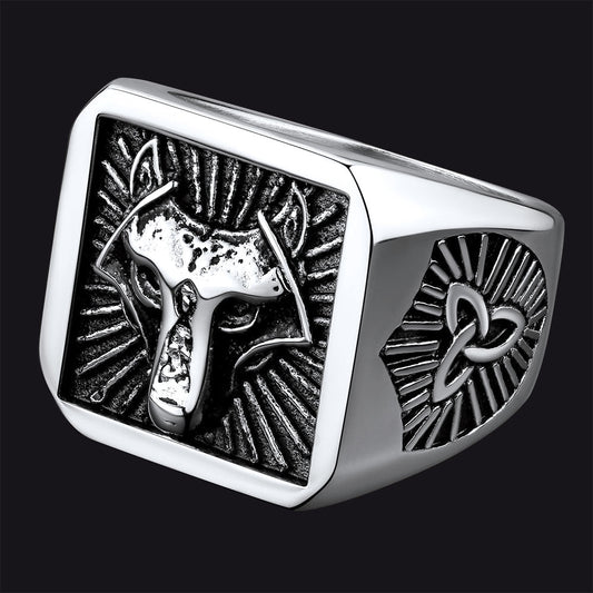 Norse Viking Wolf Signet Ring for Men