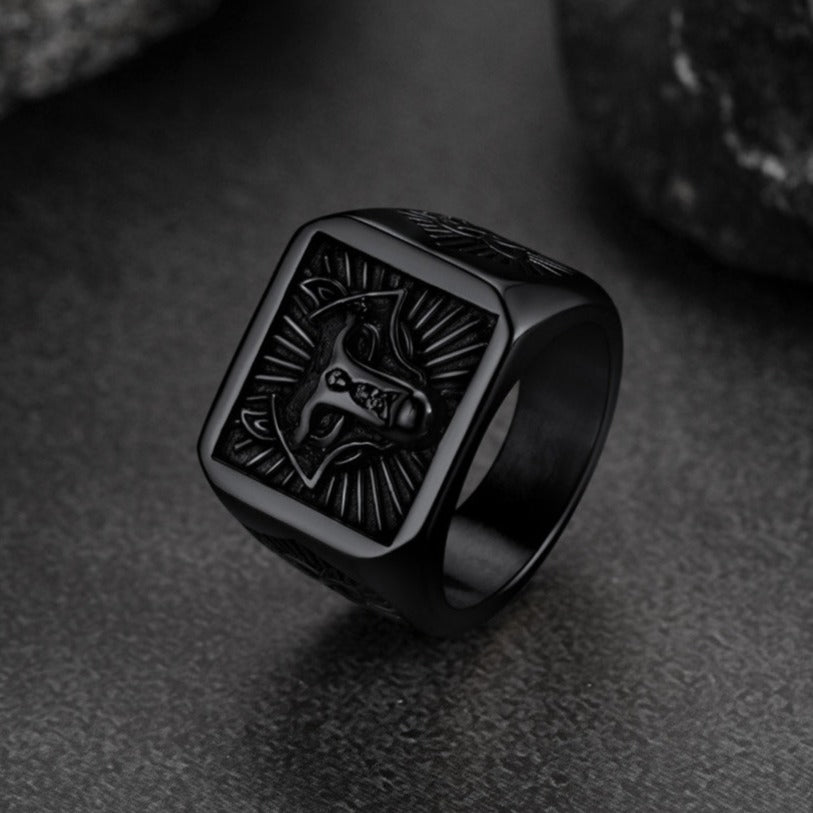 Norse Viking Wolf Signet Ring for Men