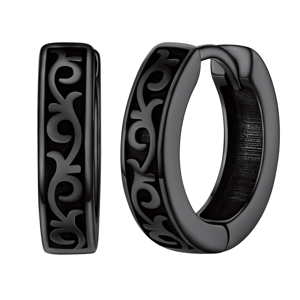 Sterling Silver Vine Celtic Huggie Hoop Earrings for Men