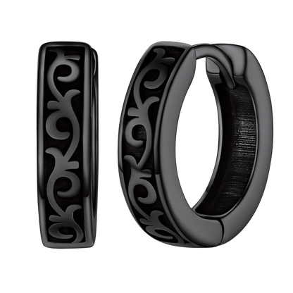 Sterling Silver Vine Celtic Huggie Hoop Earrings for Men