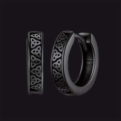 Sterling Silver Celtic Knot Huggie Hoop Earrings for Men