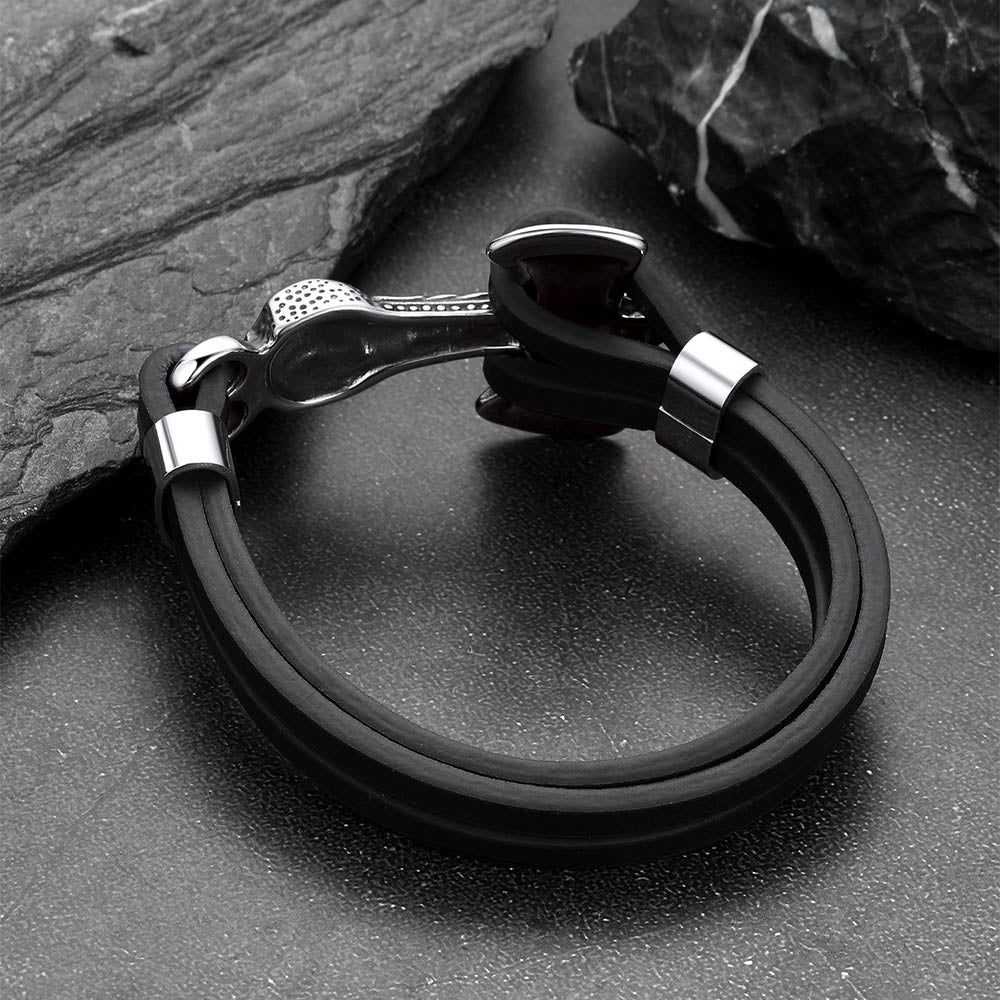 Viking Mjolnir Thor's Hammer Leather Bracelet for Men