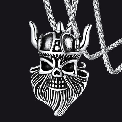 FaithHeart Vintage Viking Odin Pendant Necklace for Men Women