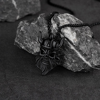 FaithHeart Vintage Viking Odin Pendant Necklace for Men Women