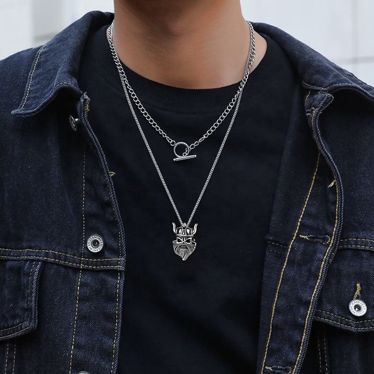 FaithHeart Vintage Viking Odin Pendant Necklace for Men Women