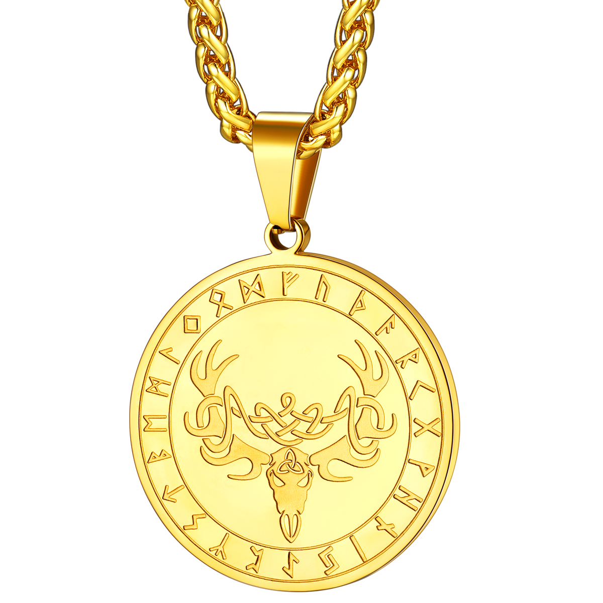 Stainless Steel Norse Viking Deer Necklace For Men