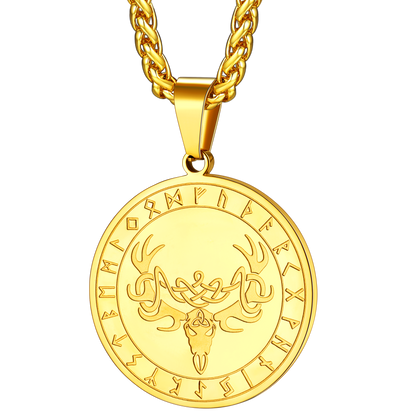 Stainless Steel Norse Viking Deer Necklace For Men