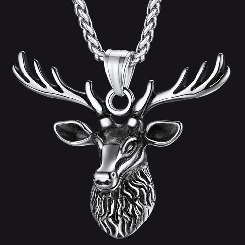 Vintage Viking Deer Necklace Pendant for Men Women