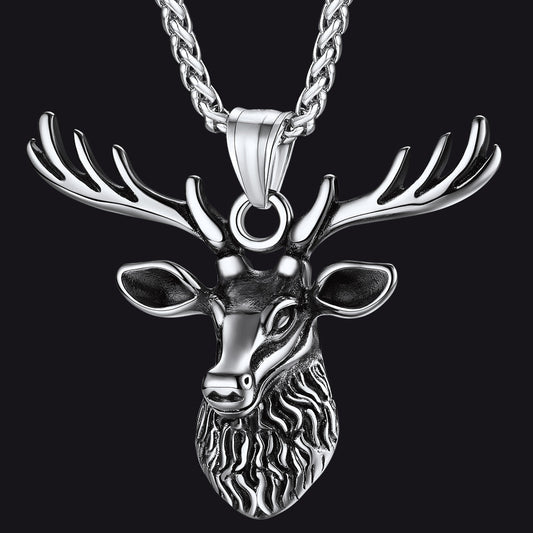 Vintage Viking Deer Necklace Pendant for Men Women