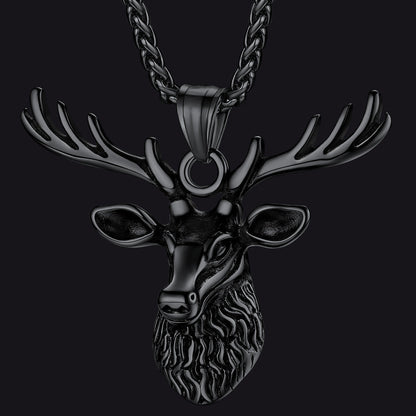 Vintage Viking Deer Necklace Pendant for Men Women