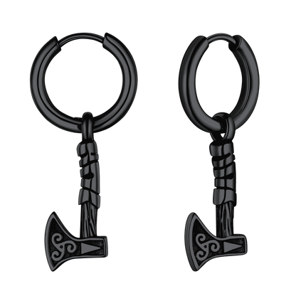 Battle Axe Viking Dangle Hoop Earrings For Men