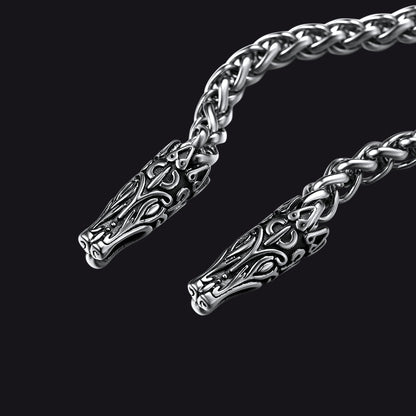 Celtic Knot Cross Necklace With Wolf Rope Chain For Men