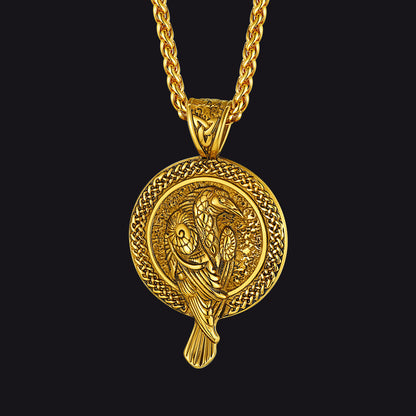 Viking Odin's Raven Pendant Necklace for Men