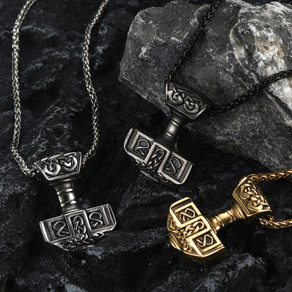 FaithHeart Norse Viking Thor's Hammer Necklace Mjolnir Pendant for Men