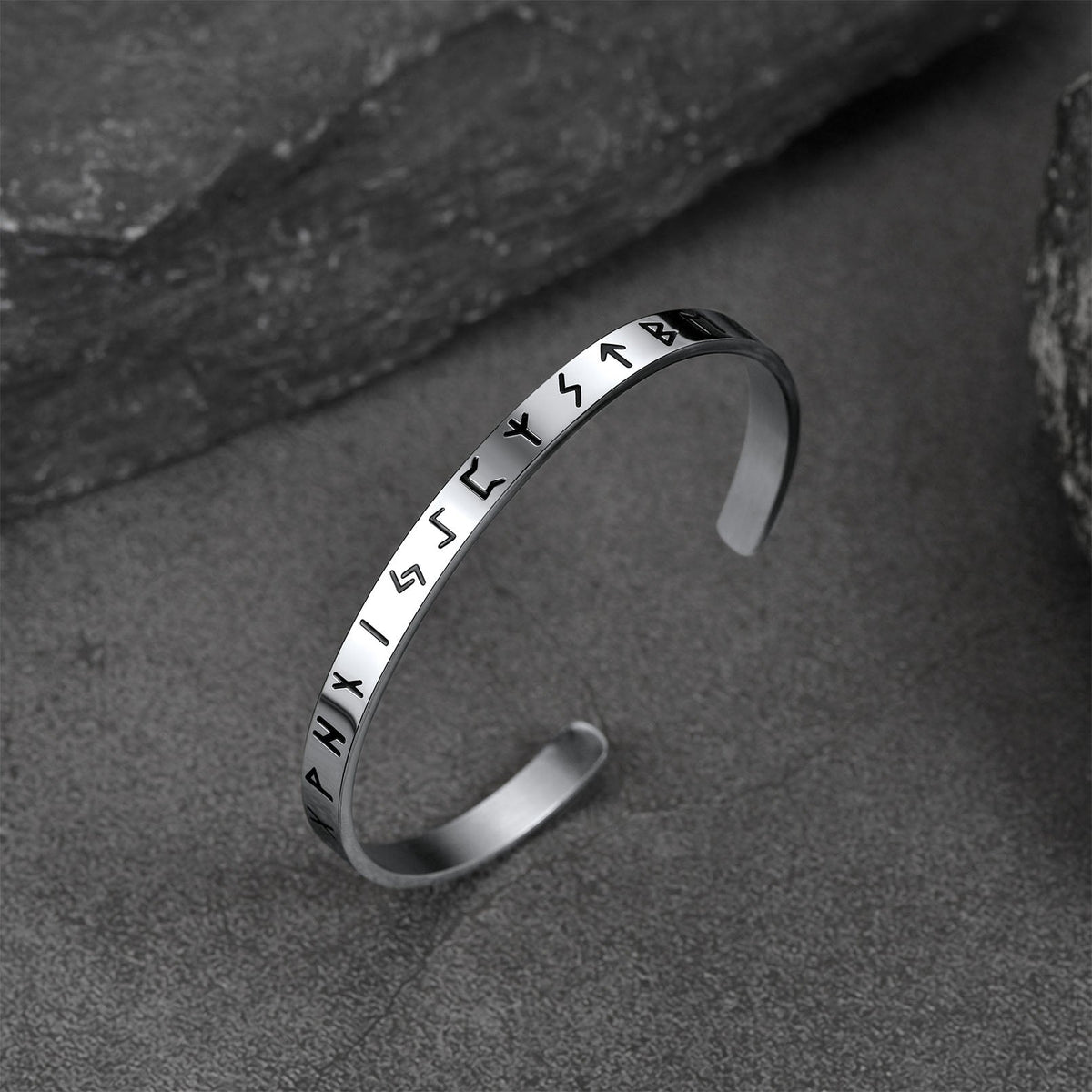 Norse Viking Runes Bangle Cuff Bracelet For Men
