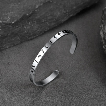 Norse Viking Runes Bangle Cuff Bracelet For Men