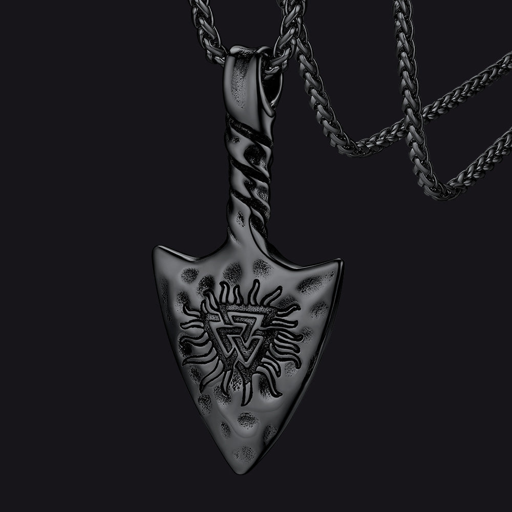 Viking Gungnir Necklace with Valknut Amulet Jewelry for Men