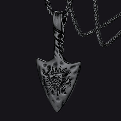 Viking Gungnir Necklace with Valknut Amulet Jewelry for Men