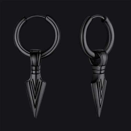 Viking Earrings for Men – Arrowhead Spear Gungnir Drop Hoop Earrings